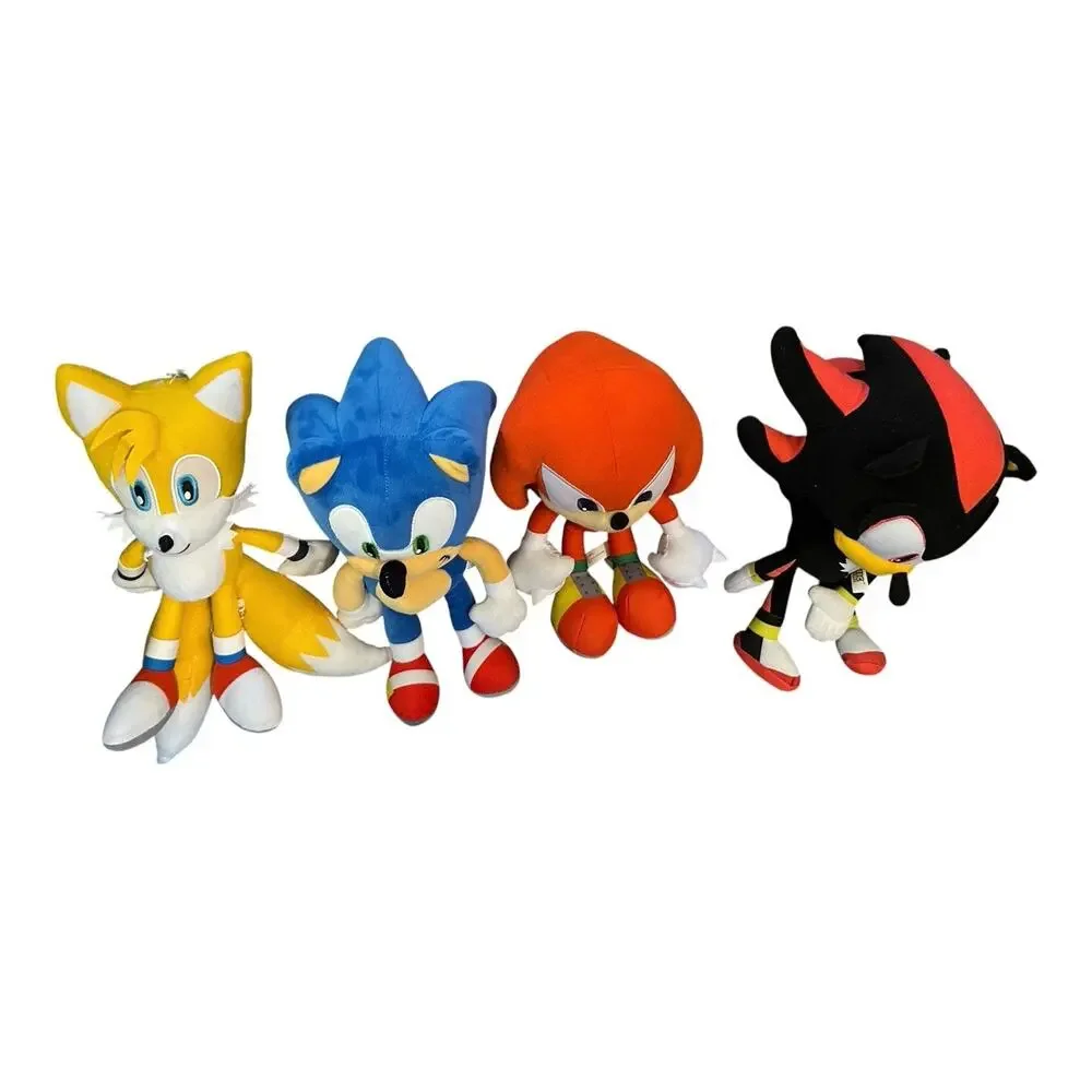 4 Pc Set Bundle Stuffed Plush Sonic Hedgehog Knuckles Tails Shadow Toy Factory